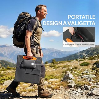 Cargador Solar 100W, Cargador Solar Plegable Con Conexión USB-A Y USB-C para Carga Rápida De Smartphones Y Tablets, Impermeable IP67, Negro