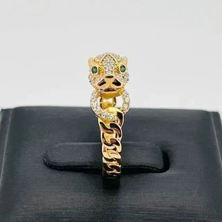 Sortija León Oro  y circonitas
