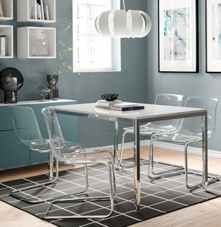 Mesa TORSBY IKEA Cristal Blanco y Cromado