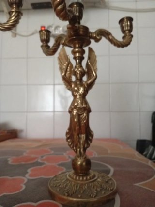 2 Candelabros Bronce Vintage Figuras
