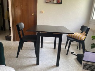 Mesa de comedor extensible madera oscura