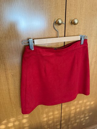Falda Zara Roja Cremallera Talla S
