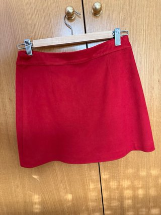 Falda Zara Roja Cremallera Talla S