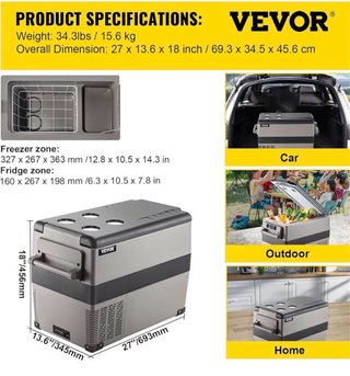 Nevera Portátil VEVOR CF45 45L 12V/24V