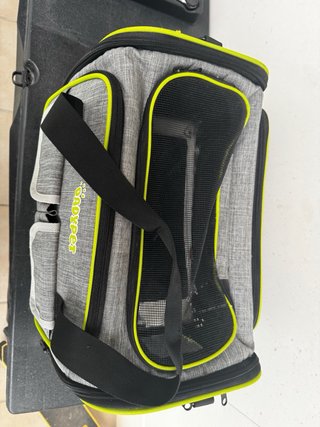 Transportín para mascotas gris y verde