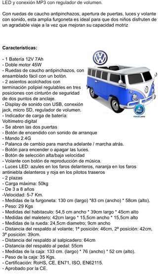 Furgoneta eléctrica infantil VW T1