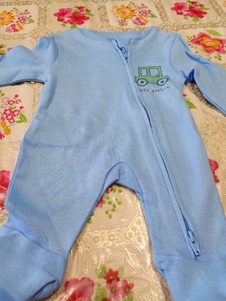 Tutina neonato azzurra Let's explore