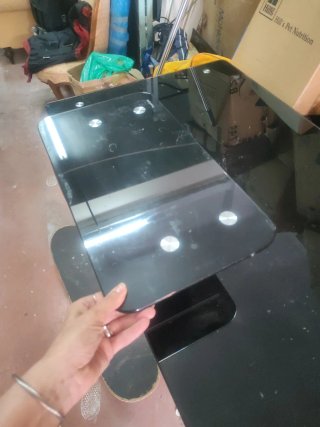 Tavolo in cristallo temperato con tavolino mobile per ufficio