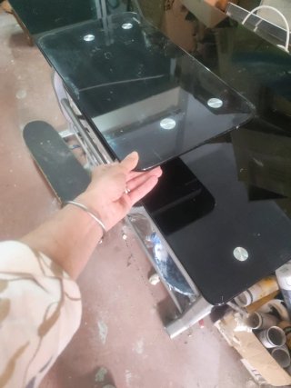 Tavolo in cristallo temperato con tavolino mobile per ufficio