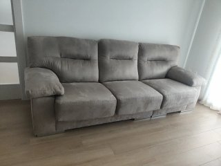 Sofá de 3 plazas tela beige/gris