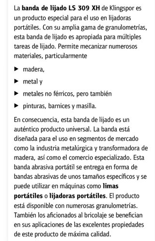 8 Bandas Lija Klingspor P40