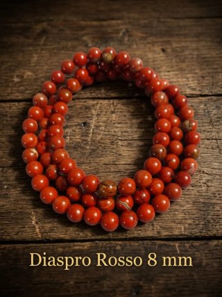 Collana Mala 75 cm. - Diaspro Rosso - perline 8 mm