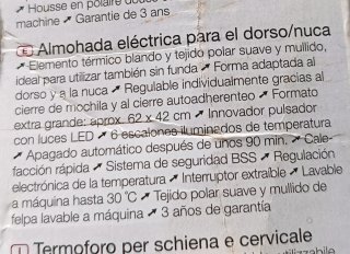 Almohadilla eléctrica espalda y cuello Beuer