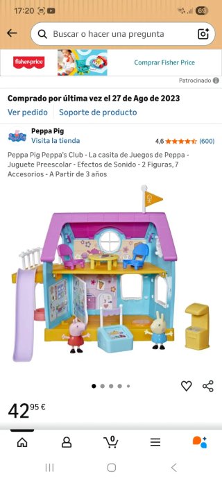 Casa Peppa Pig con tobogán y columpio