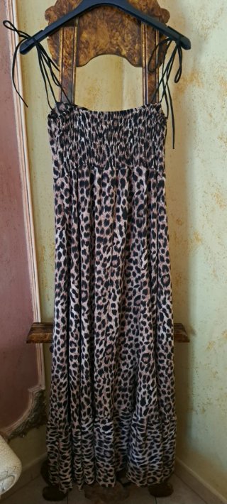 Abito lungo fantasia leopardata