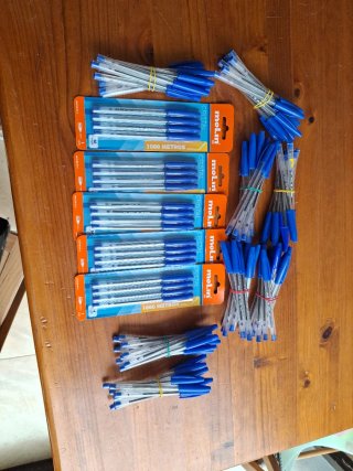 100 Bolígrafos Molin Cristal Azules