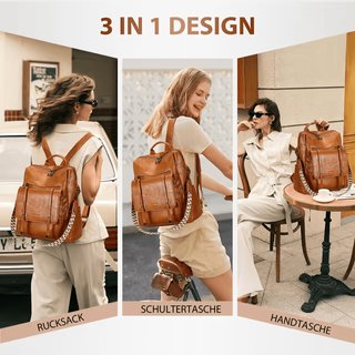 Mochila Cuero Vegano Impermeable Mujer