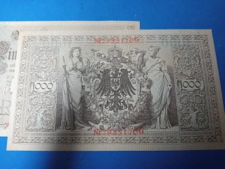 2 Banconote Germania 1000 Marchi 1910