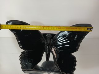 Fioriera Farfalla Ceramica Nera Lucida Firmata