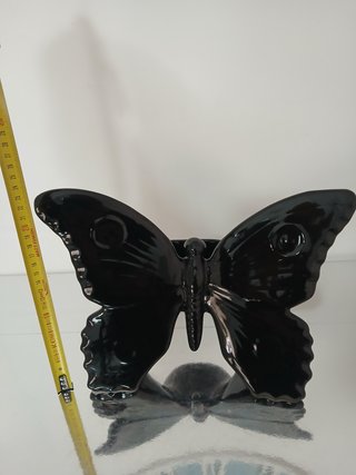 Fioriera Farfalla Ceramica Nera Lucida Firmata