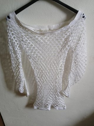 Mini abito traforato bianco taglia L/XL