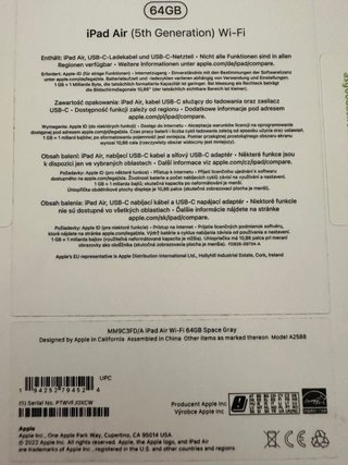 iPad Air 2022 (M1) PARA PIEZAS Sin bloqueo iCloud