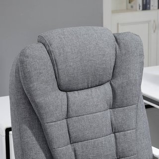 Silla de Oficina Masaje Vibrante de 6 Puntos, Calentada y con Reposapiés, Silla de Escritorio Tapizada Reclinable en Tejido de Terciopelo y Lino Transpirable con Control Remoto y Altura Ajustable,...