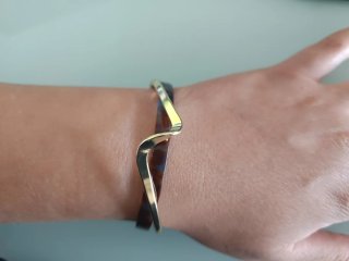 Pulsera doble acero y carey