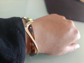 Pulsera doble acero y carey