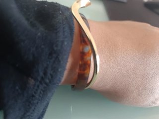 Pulsera doble acero y carey