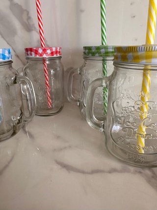 4 Vasos | Jarras con Pajitas