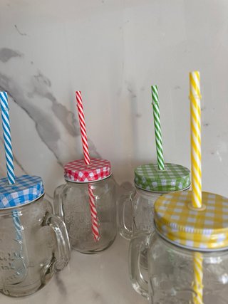 4 Vasos | Jarras con Pajitas