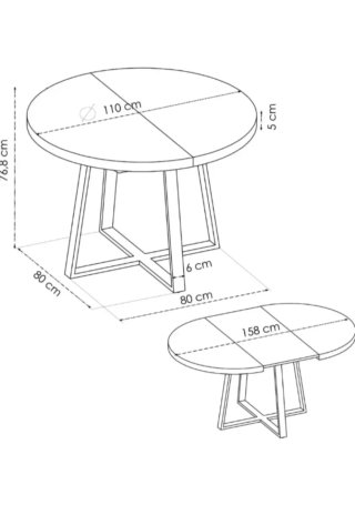 Mesa redonda madera y metal