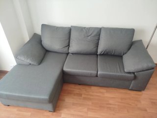 Sofá chaise longue reversible gris