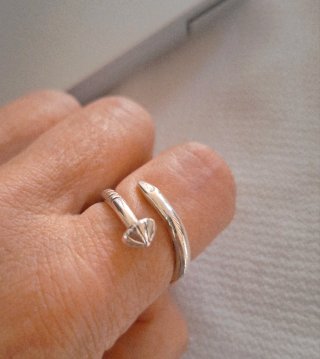 Anillo Plata Diseño Tornillo Ajustable