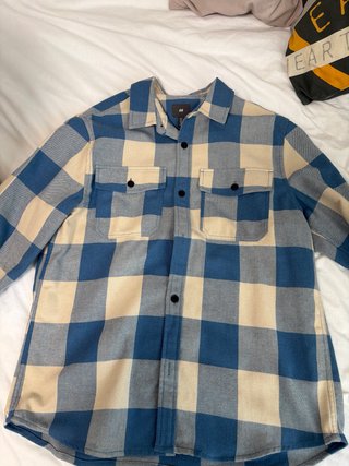 Sobrecamisa H&M cuadros azul y beige