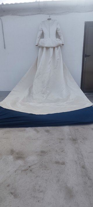 Vestido Novia Alta Costura Mikado Seda Natural 38