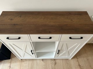 Aparador blanco y madera para salón/cocina