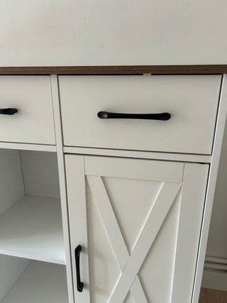 Aparador blanco y madera para salón/cocina
