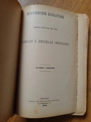 Libro antiguo 1909 Historias Bíblicas