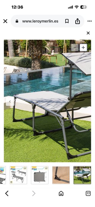 Tumbona plegable con parasol y cojin