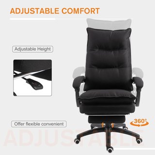 Silla De Oficina Ajustable Con 6 Puntos De Masaje Y Control Remoto, Silla Ergonómica De Tela Efecto Lino, 70X62X120-130 Cm, Negro