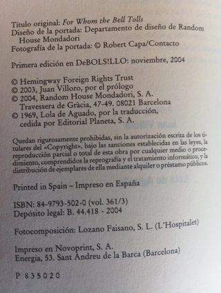 Libro Por Quién Doblan las Campanas