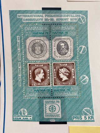 Hojas de sellos Dinamarca 1975-1977