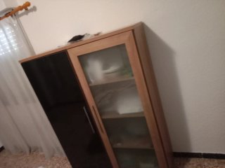 Mueble de comedor madera y negro