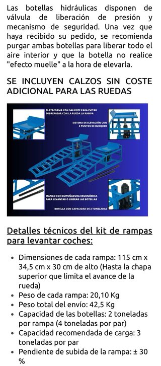 2RAMPAS ELEVADORAS CON GATOS HIDRÁULICOS DE2Ts C/u