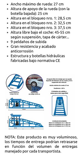 2RAMPAS ELEVADORAS CON GATOS HIDRÁULICOS DE2Ts C/u