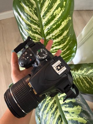 Cámara Nikon con forro y funda