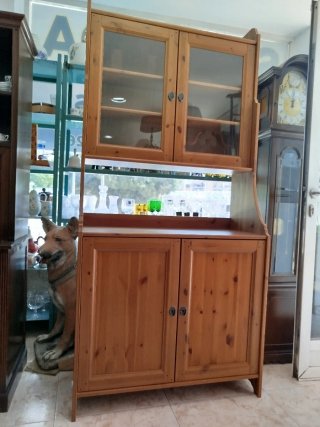 Alacena vitrina madera y cristal