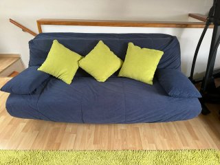 Sofá Cama Azul con Funda